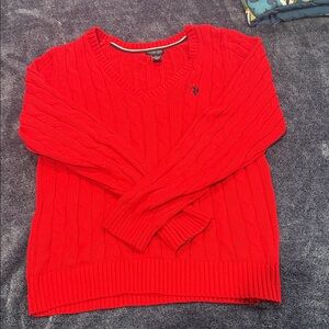Women’s Red Cable Knit Sweater